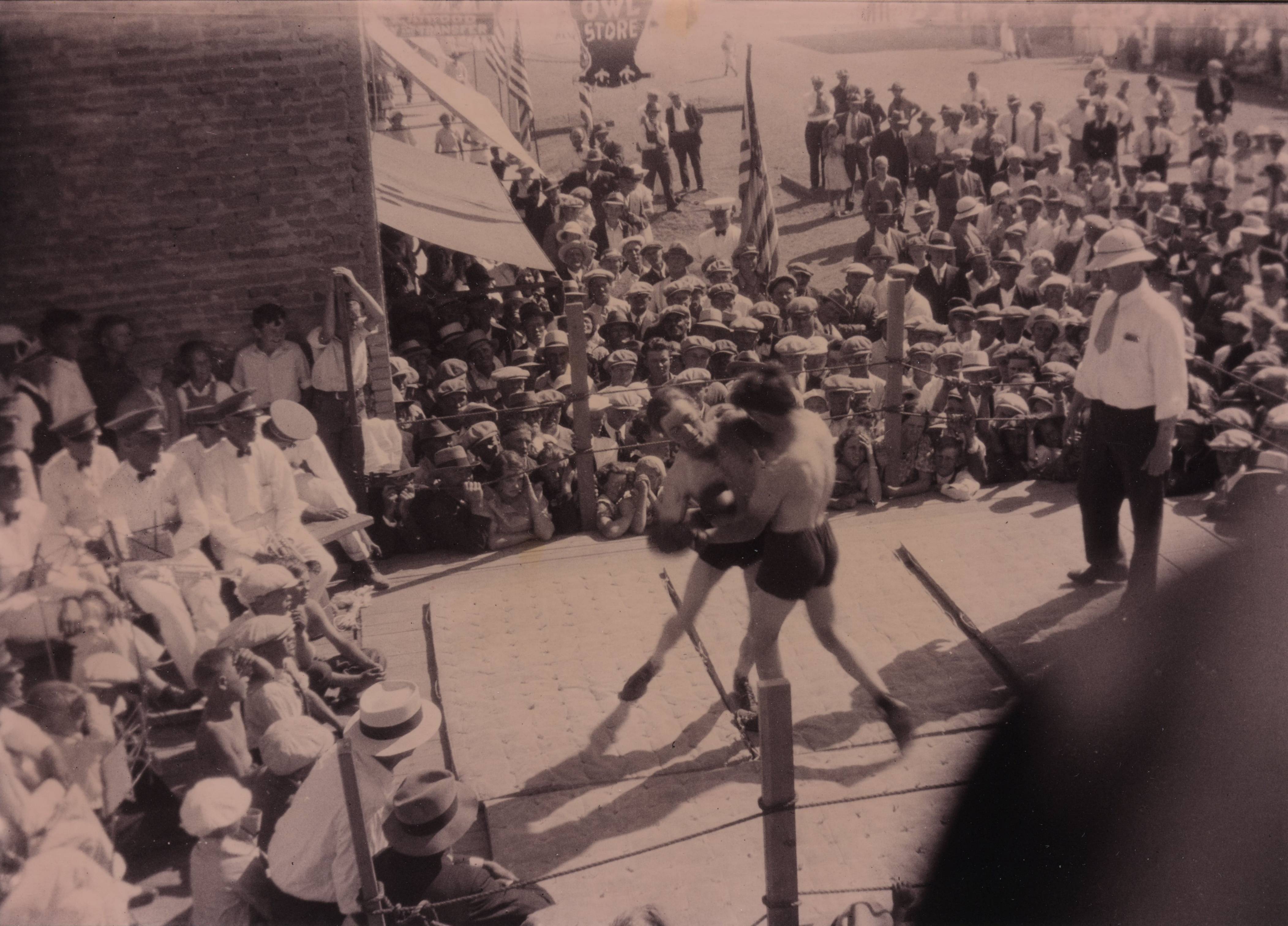 Andy boxing, with his dad in his corner.