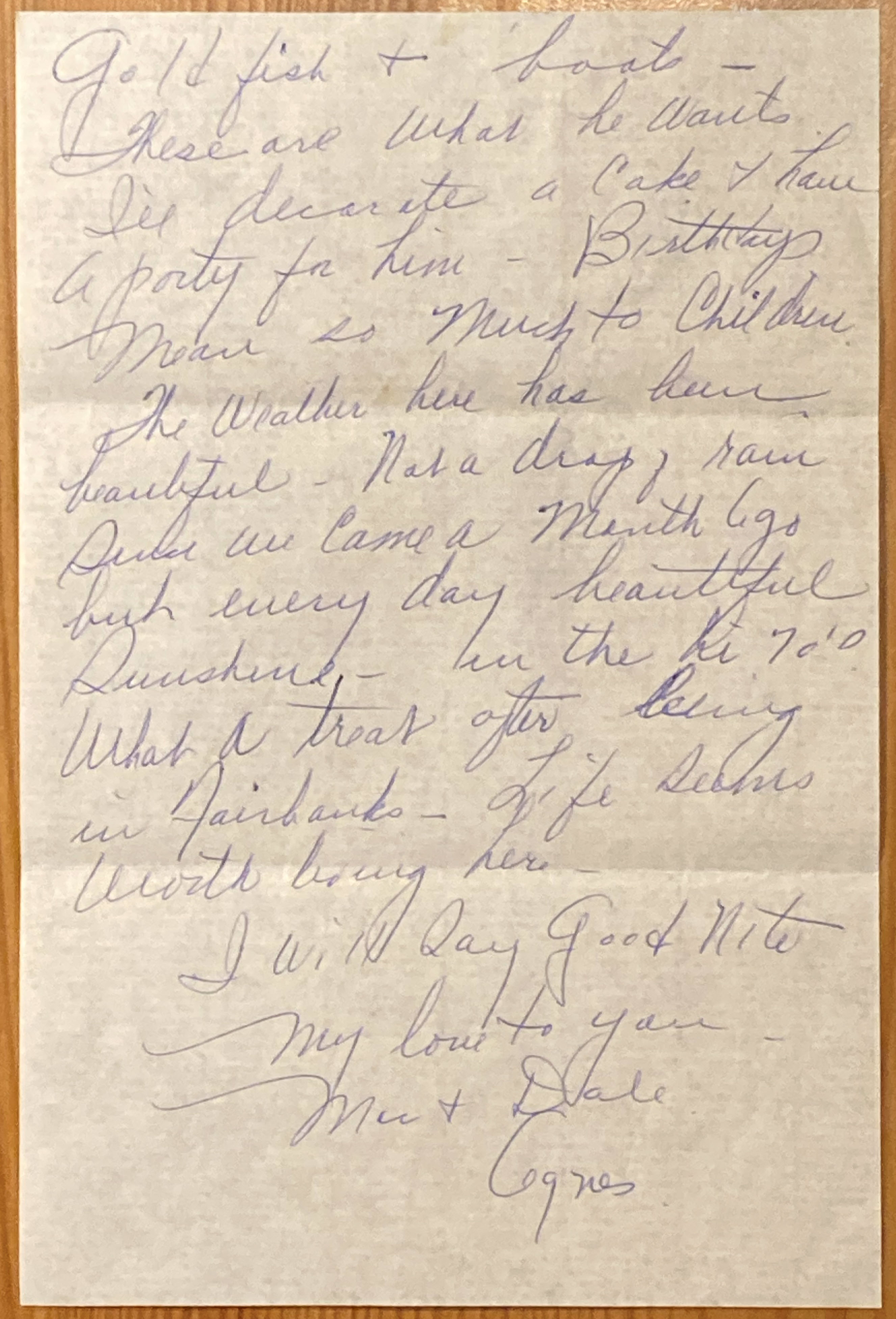 A letter from Mom to her sister, Elizabeth.